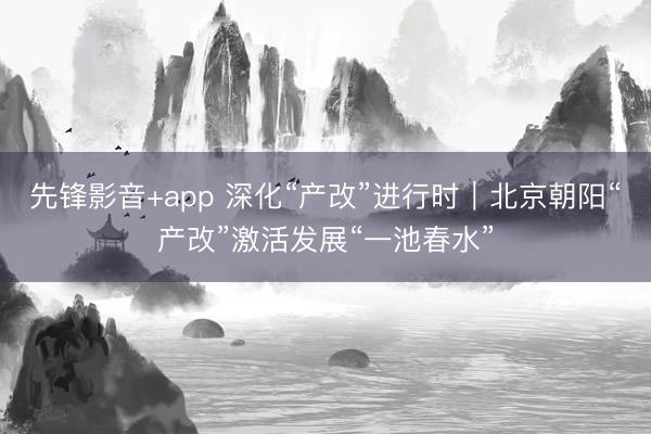 先锋影音+app 深化“产改”进行时｜北京朝阳“产改”激活发展“一池春水”