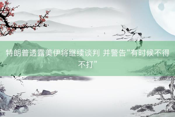 特朗普透露美伊将继续谈判 并警告“有时候不得不打”