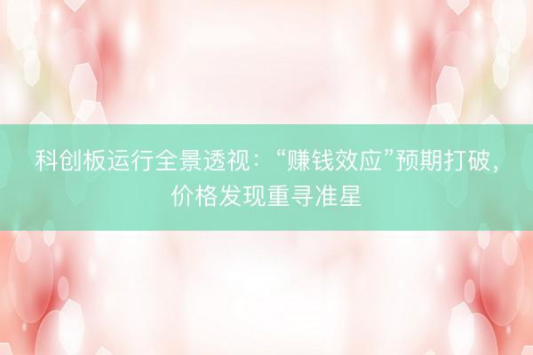 科创板运行全景透视：“赚钱效应”预期打破，价格发现重寻准星