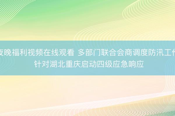 夜晚福利视频在线观看 多部门联合会商调度防汛工作 针对湖北重庆启动四级应急响应