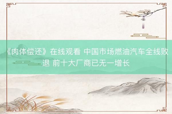 《肉体偿还》在线观看 中国市场燃油汽车全线败退 前十大厂商已无一增长
