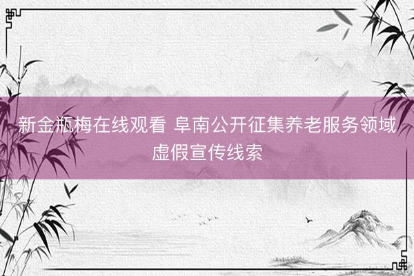 新金瓶梅在线观看 阜南公开征集养老服务领域虚假宣传线索