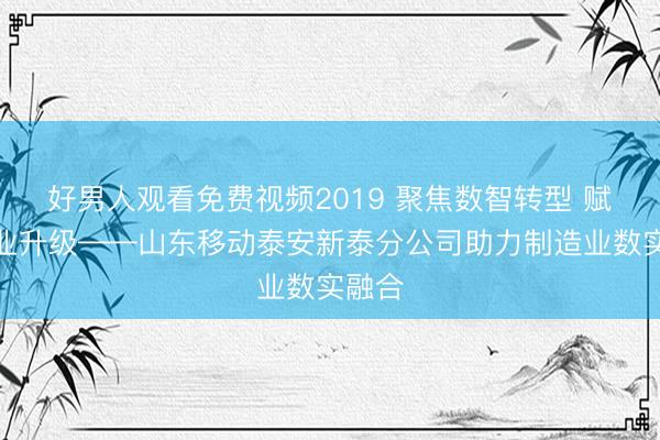 好男人观看免费视频2019 聚焦数智转型 赋能产业升级——山东移动泰安新泰分公司助力制造业数实融合
