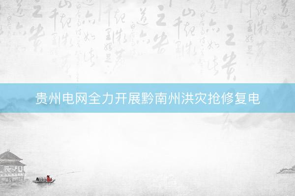 贵州电网全力开展黔南州洪灾抢修复电