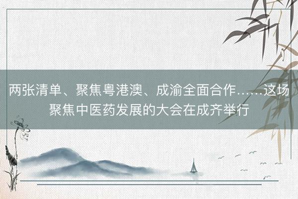 两张清单、聚焦粤港澳、成渝全面合作……这场聚焦中医药发展的大会在成齐举行