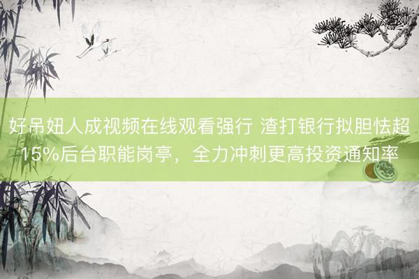 好吊妞人成视频在线观看强行 渣打银行拟胆怯超15%后台职能岗亭，全力冲刺更高投资通知率