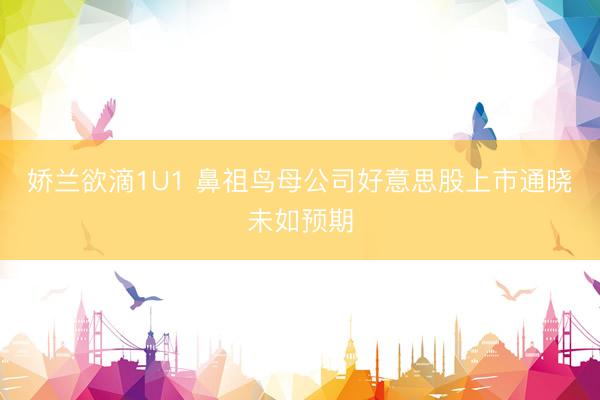 娇兰欲滴1U1 鼻祖鸟母公司好意思股上市通晓未如预期