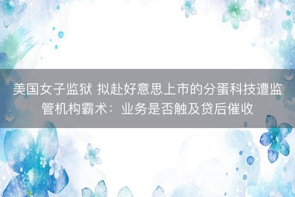 美国女子监狱 拟赴好意思上市的分蛋科技遭监管机构霸术：业务是否触及贷后催收