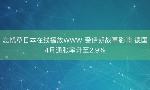 忘忧草日本在线播放WWW 受伊朗战事影响 德国4月通胀率升至2.9%